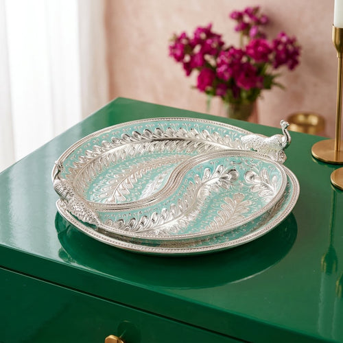 Silver Plated Peacock Divided Serving Platter