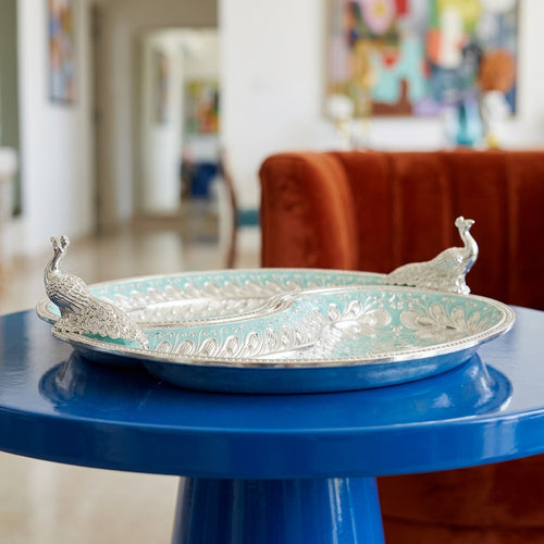 Silver Plated Peacock Divided Serving Platter