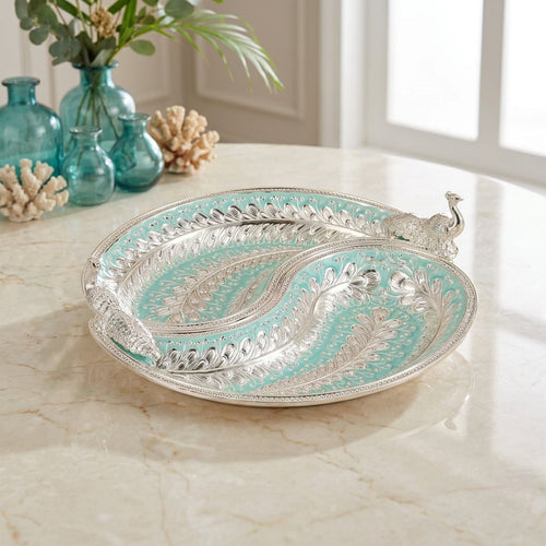 Silver Plated Peacock Divided Serving Platter