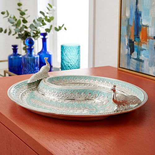 Silver Plated Peacock Divided Serving Platter