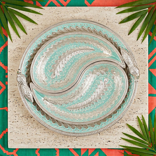 Silver Plated Peacock Divided Serving Platter