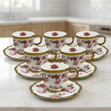 Vintage English Rose Cup & Saucer Set of 6