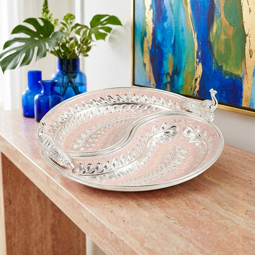 Royal Peacock Dual Serving Platter Blush Pink