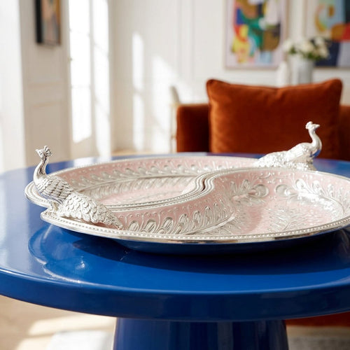 Royal Peacock Dual Serving Platter Blush Pink