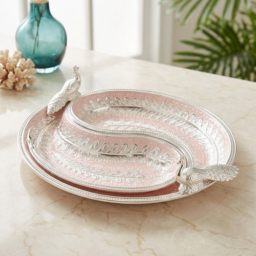 Royal Peacock Dual Serving Platter Blush Pink