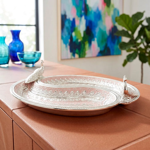 Royal Peacock Dual Serving Platter Blush Pink