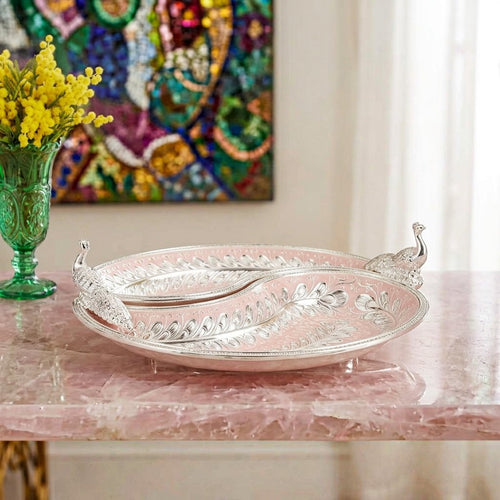 Royal Peacock Dual Serving Platter Blush Pink