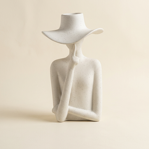 Modernist Lady in Wide-Brim Hat Sculpture