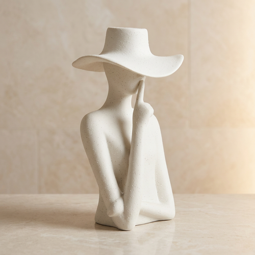 Modernist Lady in Wide-Brim Hat Sculpture