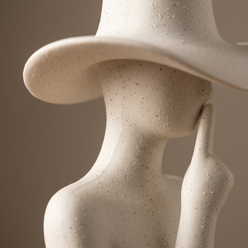 Modernist Lady in Wide-Brim Hat Sculpture