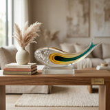 Abstract Ocean Fish Glass Sculpture