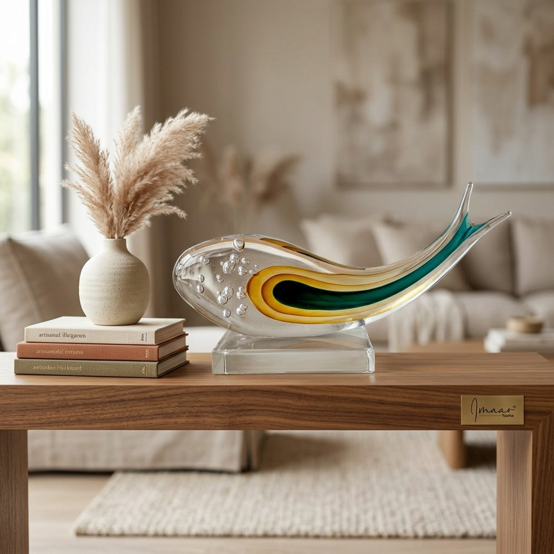 Abstract Ocean Fish Glass Sculpture