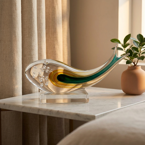 Abstract Ocean Fish Glass Sculpture