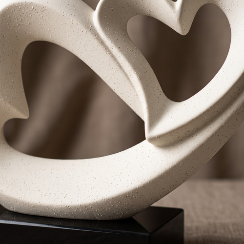 Abstract White Speckled Dual Heart Statue