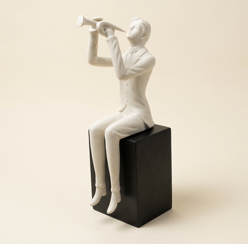 Modernist Seated Trumpet Player Sculpture