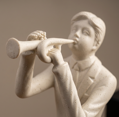 Modernist Seated Trumpet Player Sculpture