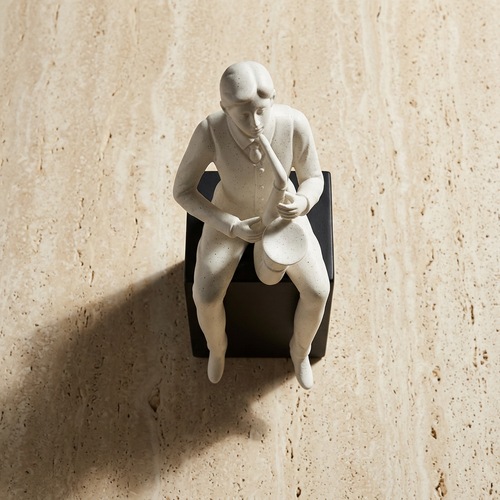 Modernist Seated Saxophone Player Sculpture