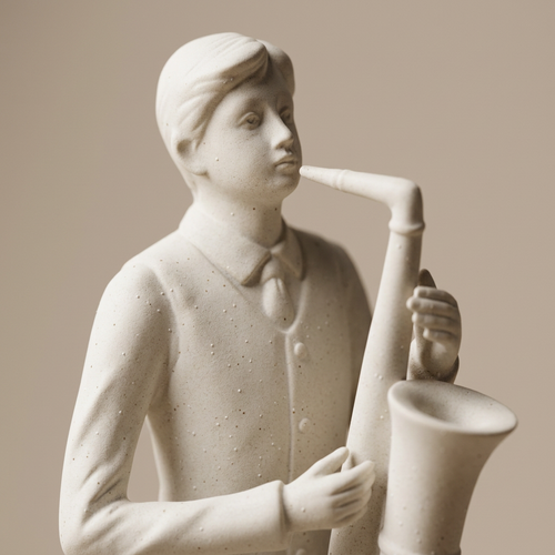 Modernist Seated Saxophone Player Sculpture