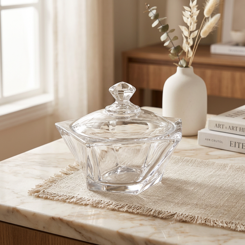 Crystal Glass Candy Jar with Lid