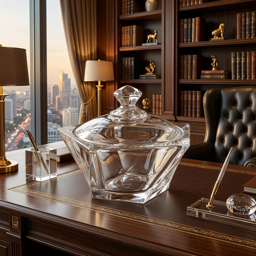 Crystal Glass Candy Jar with Lid