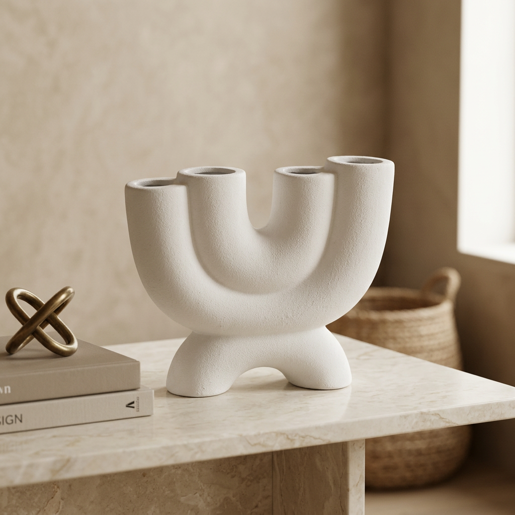 Sculptural U-Shape Centerpiece Vase