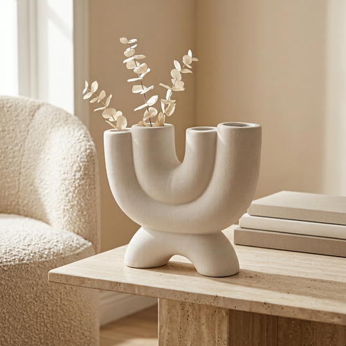 Sculptural U-Shape Centerpiece Vase