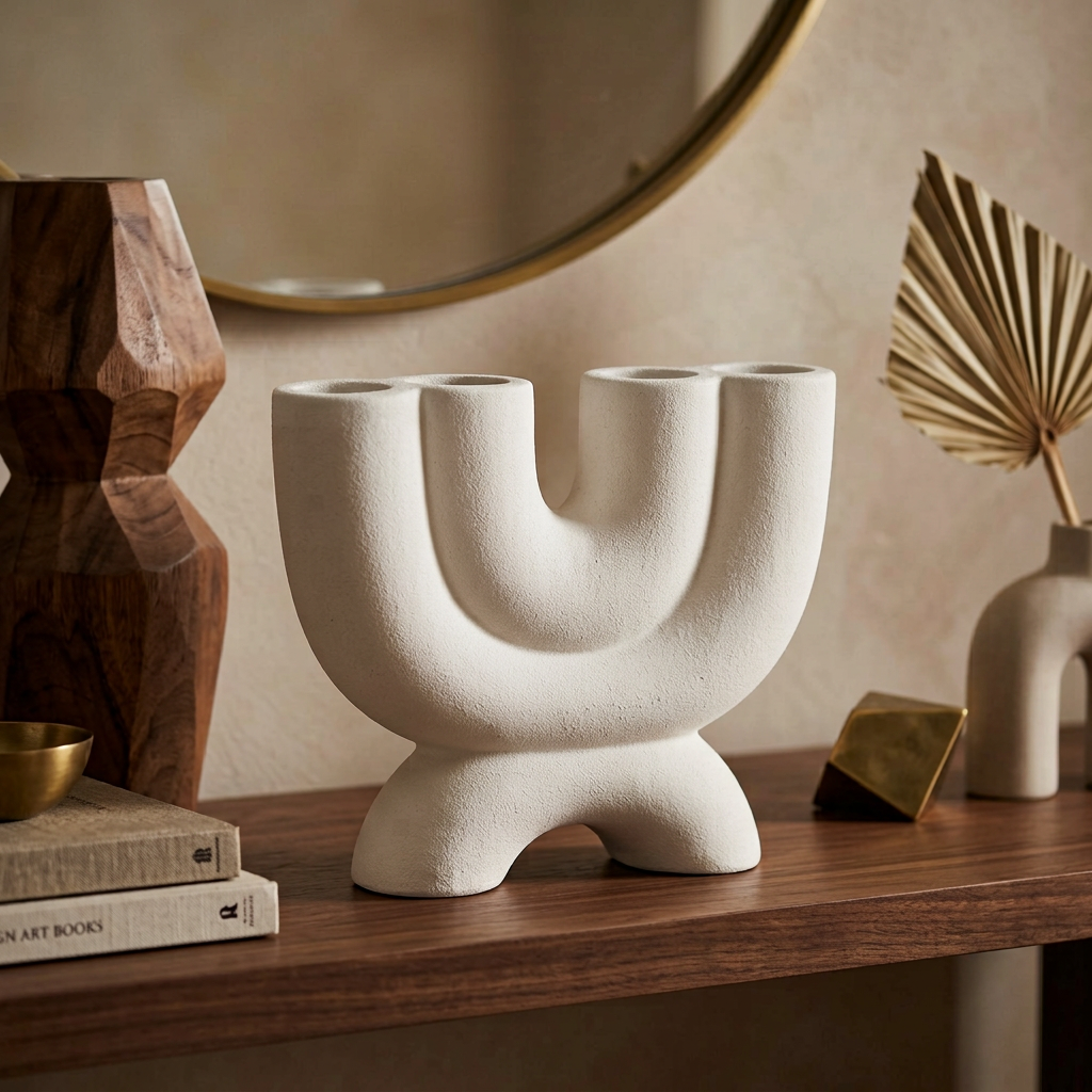Sculptural U-Shape Centerpiece Vase