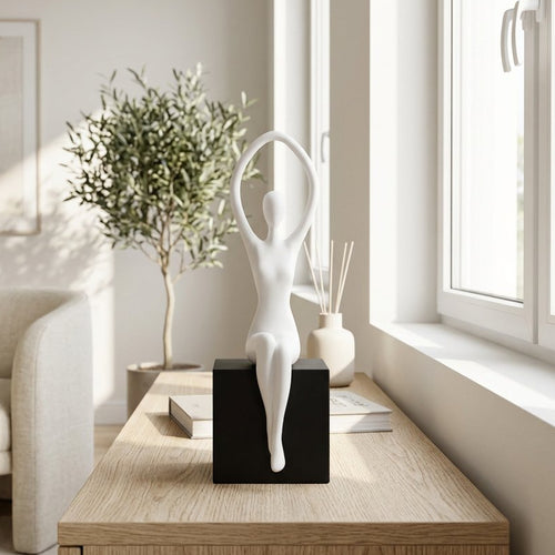 Elegant Praise Abstract Seated Figure Sculpture