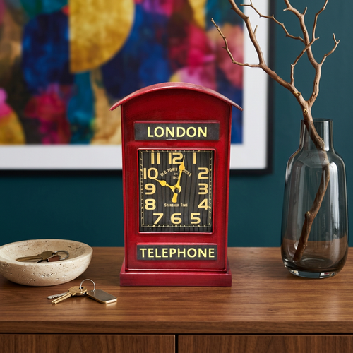 Vintage London Telephone Booth Table Clock