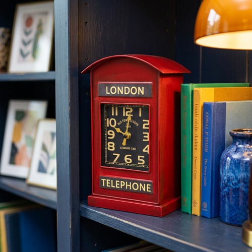 Vintage London Telephone Booth Table Clock
