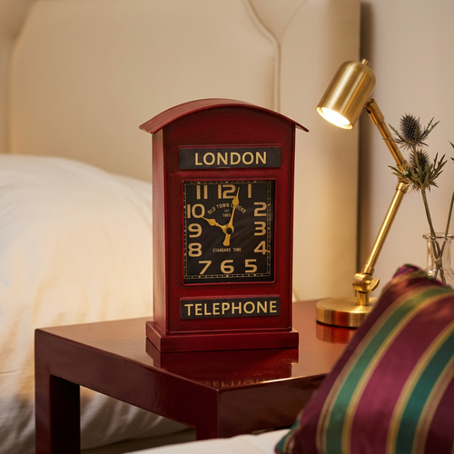 Vintage London Telephone Booth Table Clock