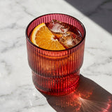 Imperial Red Ribbed Whisky Glasses Set of 3