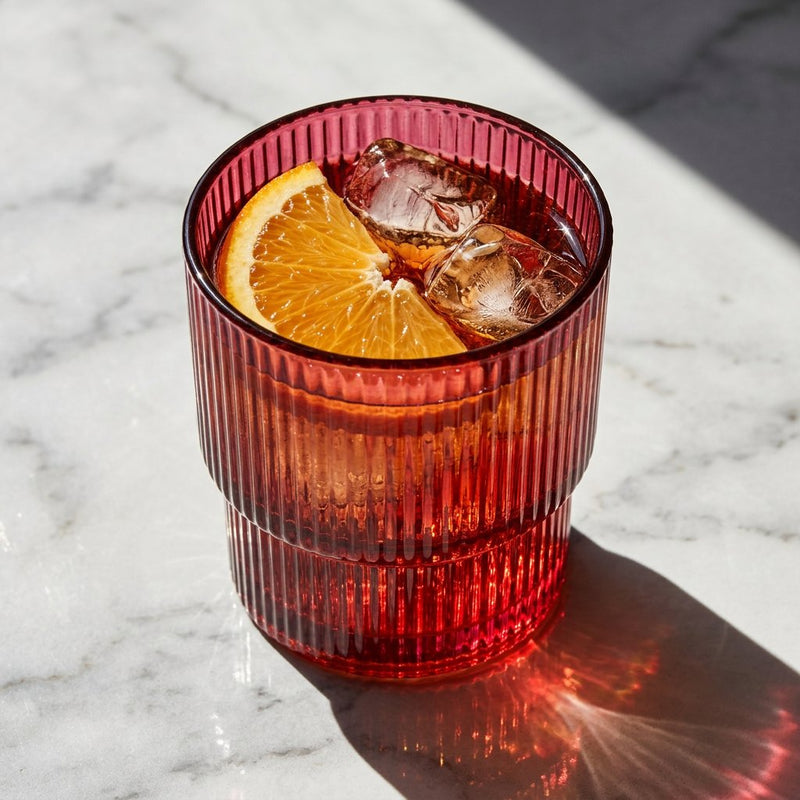 Imperial Red Ribbed Whisky Glasses Set of 3