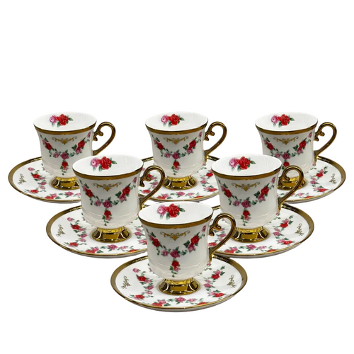 Royal Victorian Rose Tea Cup & Saucer Set of 6