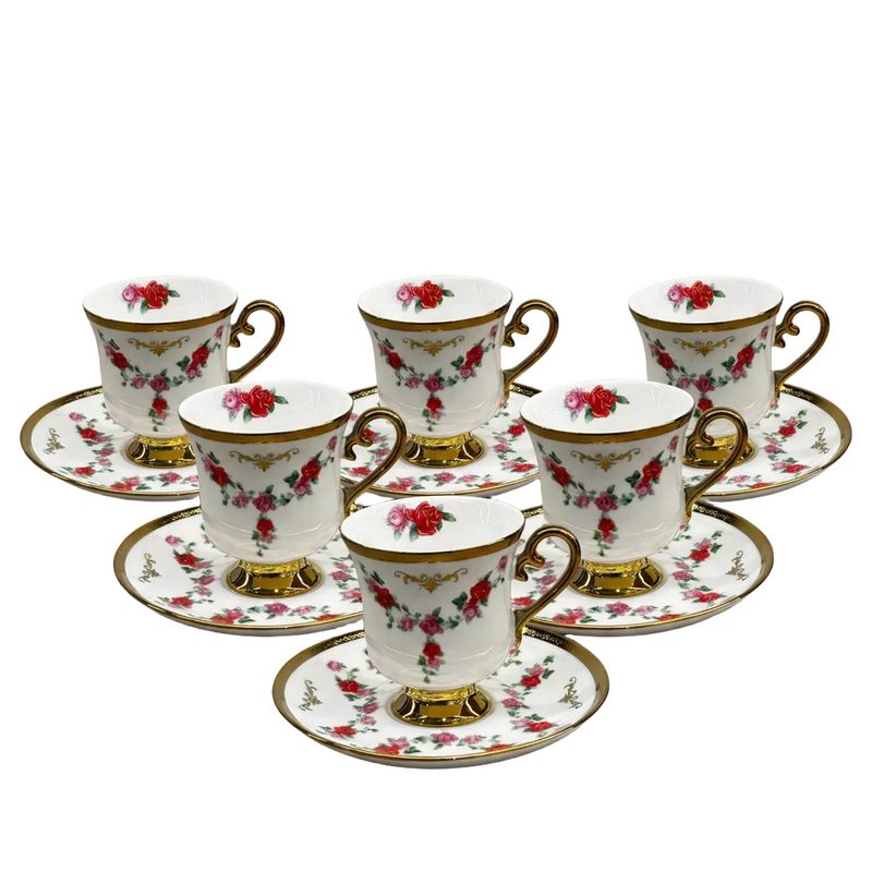 Royal Victorian Rose Tea Cup & Saucer Set of 6