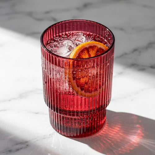 Elegant Ruby Red Water & Beverage Glasses Set of 3