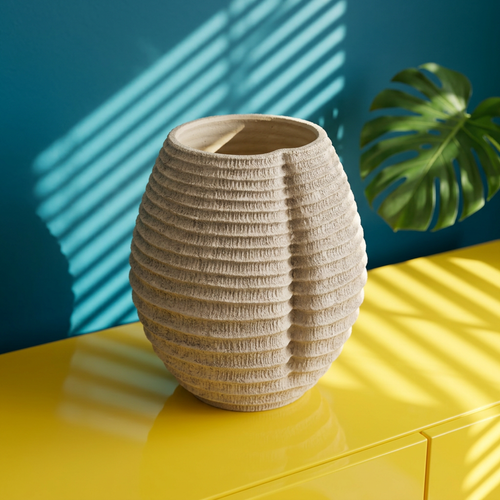 Elegant Textured Flower Vase with Seam Detail