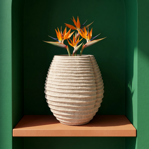 Elegant Textured Flower Vase with Seam Detail