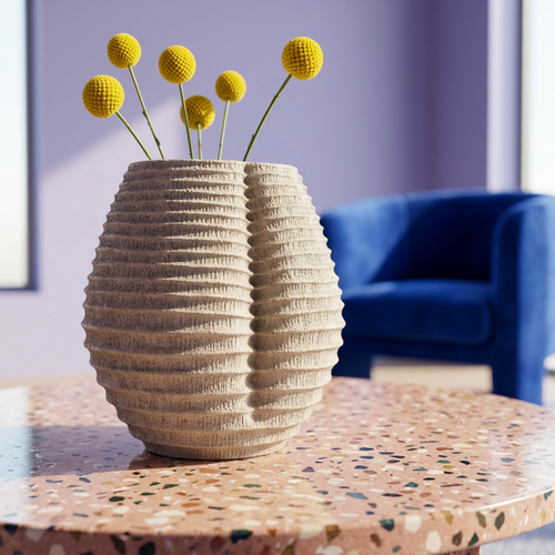 Elegant Textured Flower Vase with Seam Detail