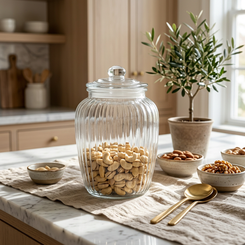 Vintage Glass Cookie & Dry Fruit Canister 2.27 Litre