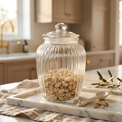 Vintage Glass Cookie & Dry Fruit Canister 2.27 Litre