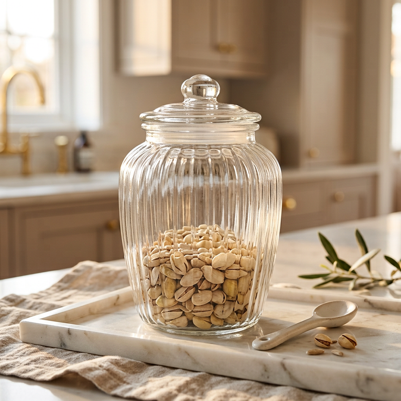 Vintage Glass Cookie & Dry Fruit Canister 2.27 Litre