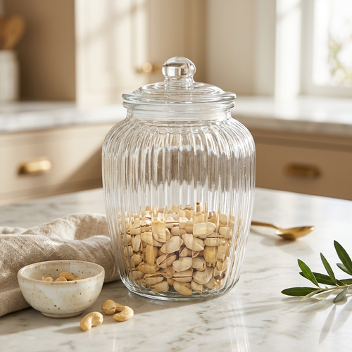 Vintage Glass Cookie & Dry Fruit Canister 2.27 Litre