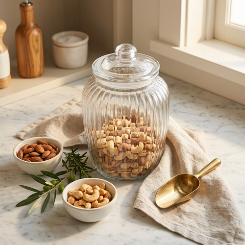Vintage Glass Cookie & Dry Fruit Canister 2.27 Litre