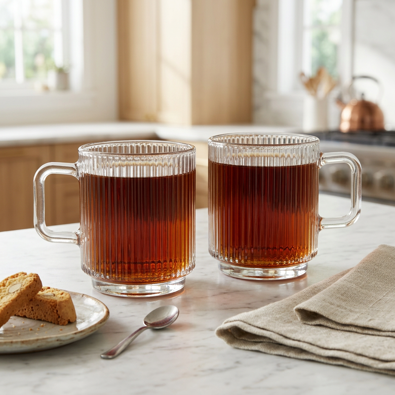 Minimalist Ribbed Glass Set of 2