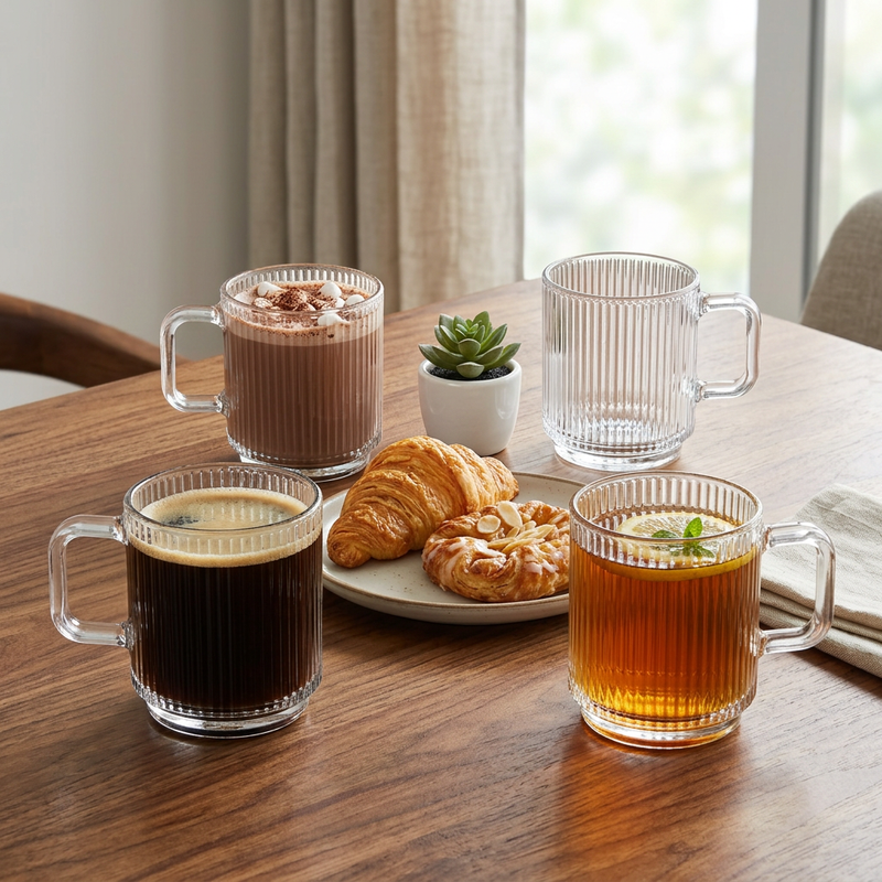Minimalist Ribbed Glass Set of 2