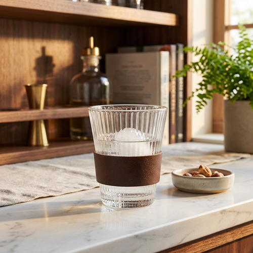 Metropolitan Textured Glass with Leather Bandtured