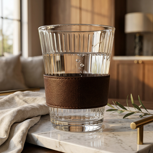 Metropolitan Textured Glass with Leather Bandtured