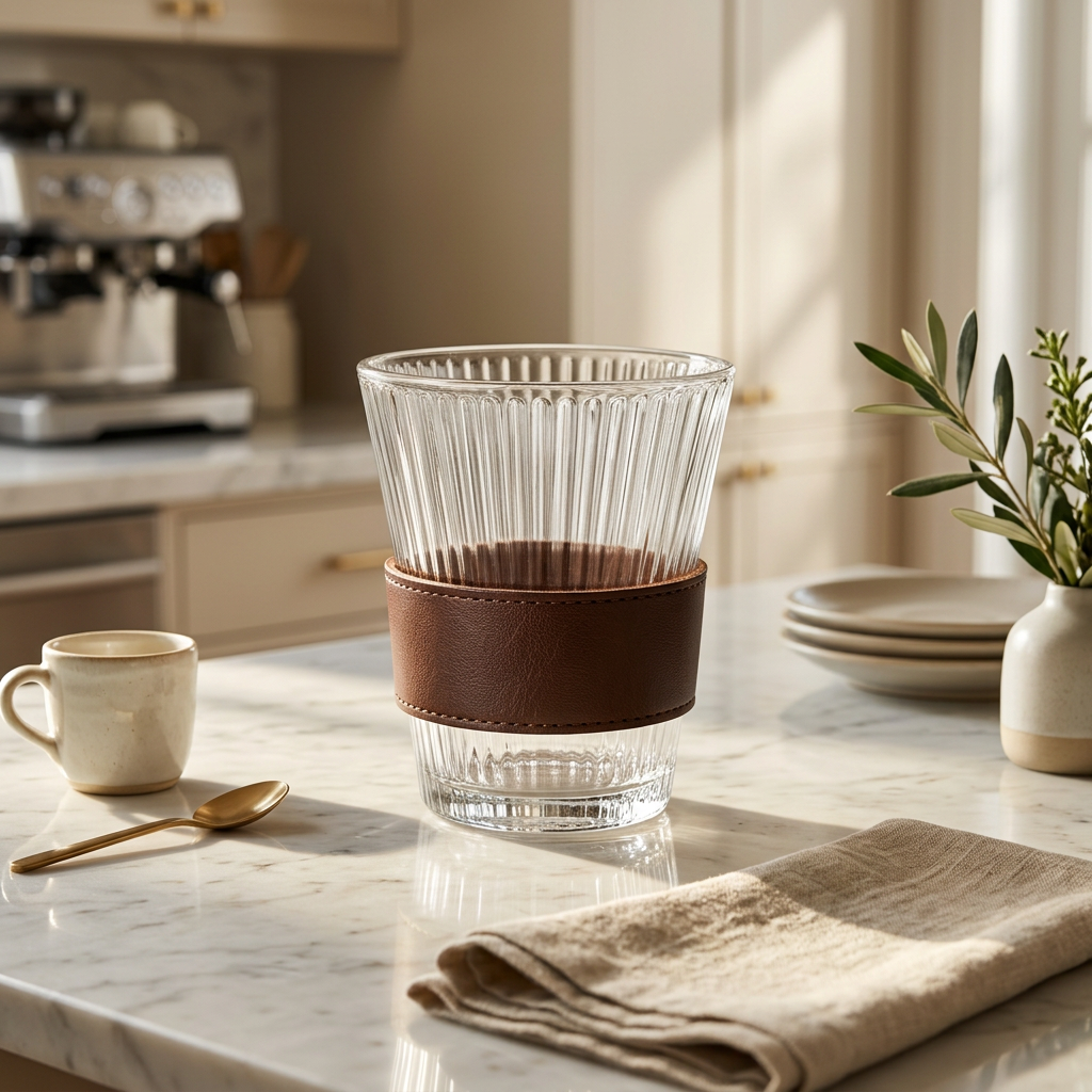 Metropolitan Textured Glass with Leather Bandtured