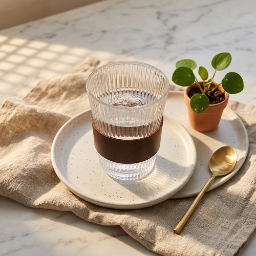 Metropolitan Textured Glass with Leather Bandtured